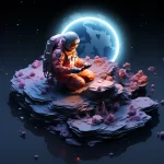 a lonely cosmonaut alone on an astroid reading email