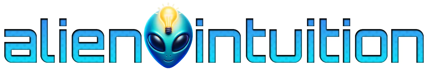 alien intuition logo with cute alien head